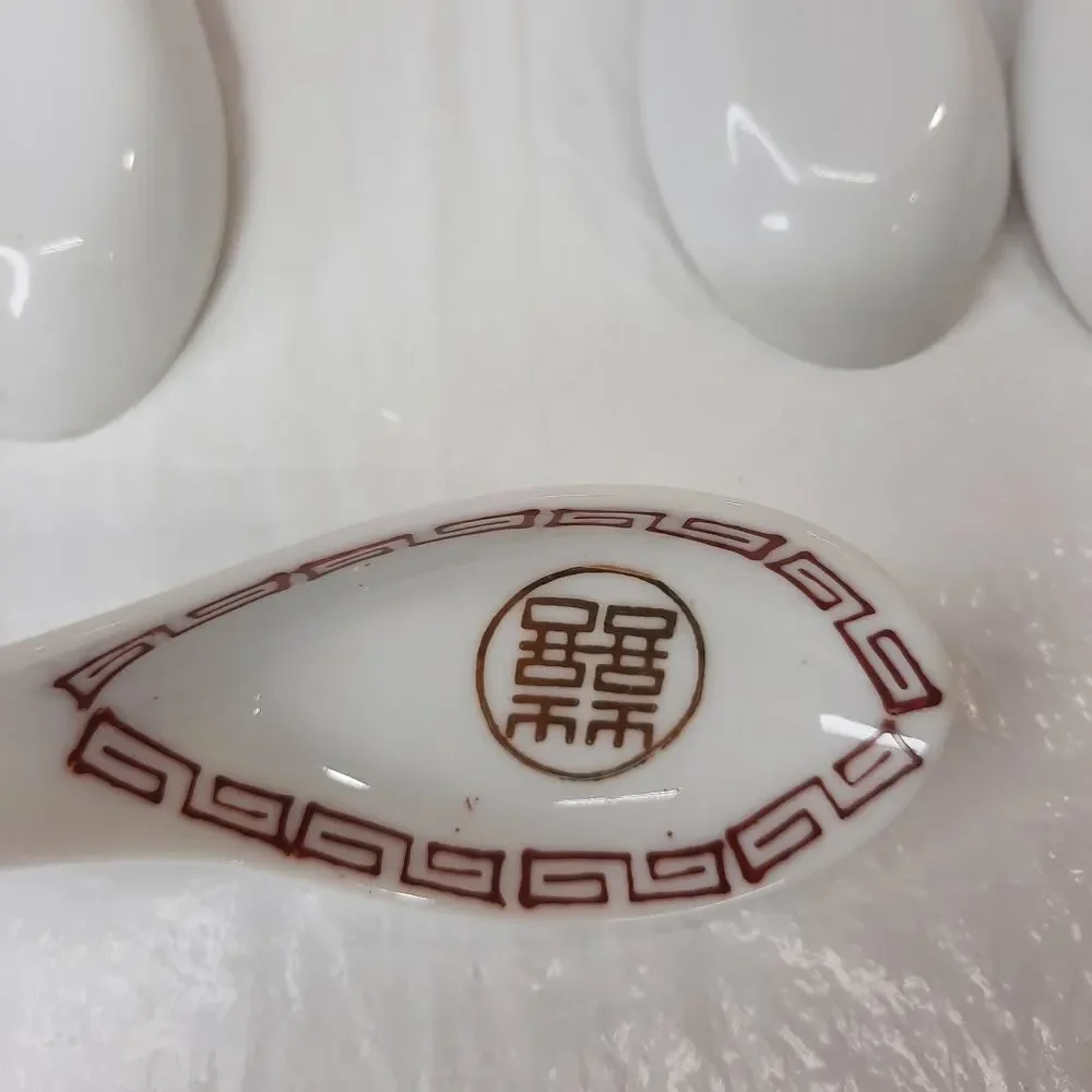 5 Porcelain ASIAN Chinese Soup Tasting Spoons Miso Pho Ramen